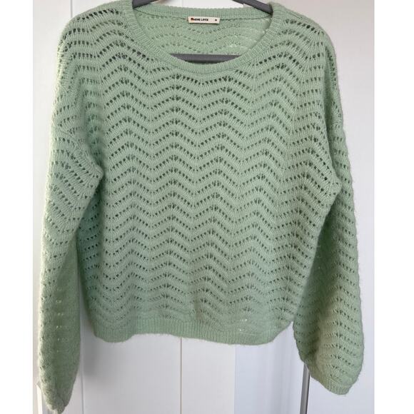 MARINE LAYER ALPACA WOOL Blend Ruby Pointelle Knit Sweater Size M, Like New - Picture 1 of 8